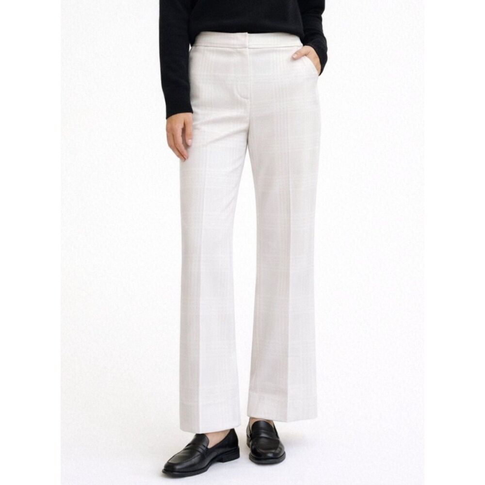St. John Collection White Plaid Textured Pants Size 4 Fashion Fit USA Made VTG